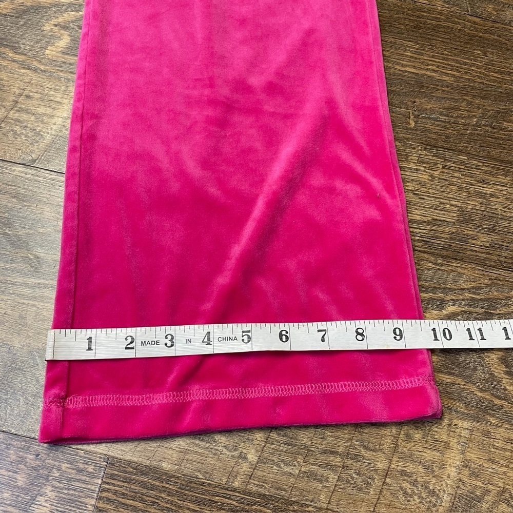 Juicy Couture Pink Velour Track Pants Logo Heart Women's Size Large Bling Y2K - Picture 6 of 10